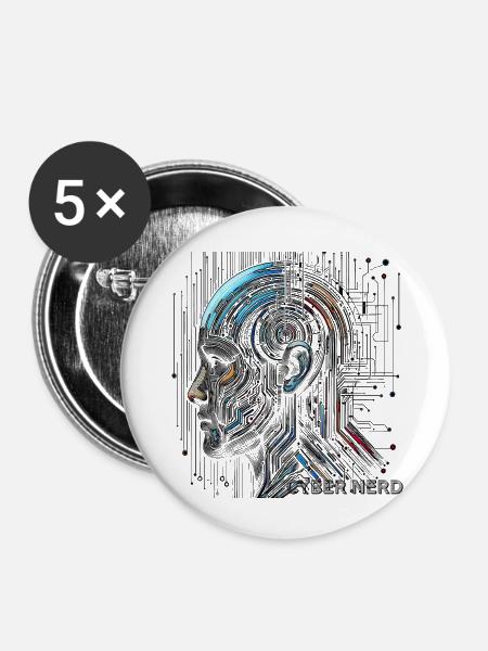 Digital Mind - Buttons klein 25 mm (5er Pack) - Weiß