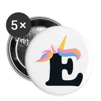 Unicorn Letter Rainbow Style "E" | be unique - Buttons small 1''/25 mm (5-pack) - white - Front