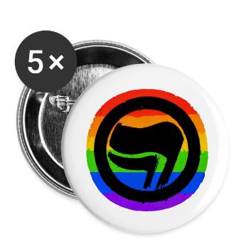Antifaschistisch Regenbogen - Buttons klein 25 mm (5er Pack) - Weiß - Vorne