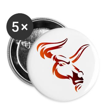 Stier Stierkopf Kopf Logo Steak Beast Gym Horn - Buttons klein 25 mm (5er Pack) - Weiß - Vorne