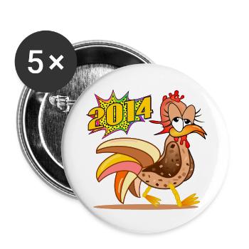 12. Geburtstag 2014 Huhn - Buttons klein 25 mm (5er Pack) - Weiß - Vorne