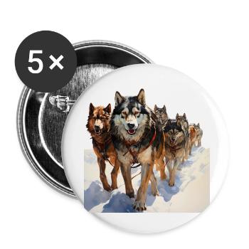 Sled dogs are sociable animals - Buttons small 1''/25 mm (5-pack) - white - Front
