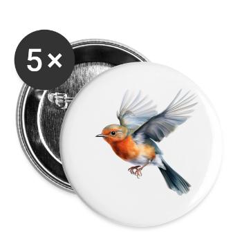 Vol de Robin - Lot de 5 petits badges (25 mm) - blanc - Devant