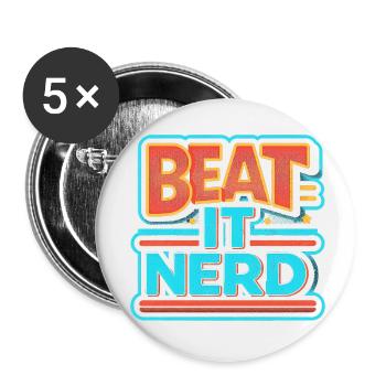 Beat it Nerd 8 - Buttons klein 25 mm (5er Pack) - Weiß - Vorne