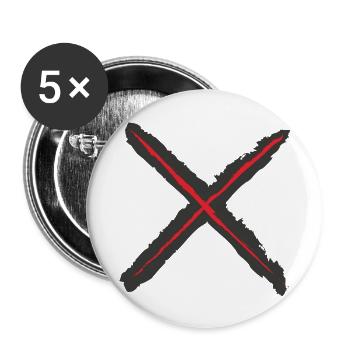 Red X - St. Andrew's Cross Grunge Style red on black - Buttons small 1''/25 mm (5-pack) - white - Front