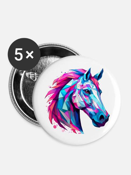 Pferdekopf - Buttons klein 25 mm (5er Pack) - Weiß