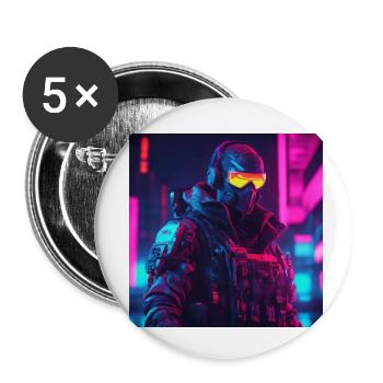 Futuristic Soldier - Buttons small 1''/25 mm (5-pack) - white - Front