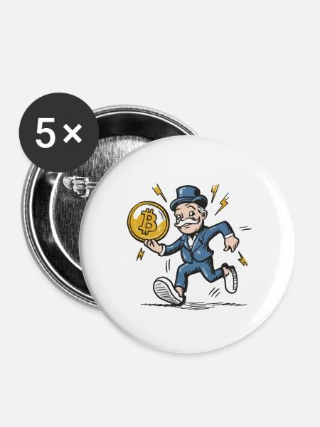 -Mann mit Bitcoin - Buttons klein 25 mm (5er Pack) - Weiß