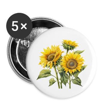 Sunflower Blossom - Buttons small 1''/25 mm (5-pack) - white - Front