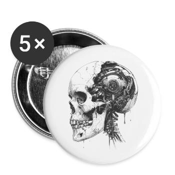 Android Skull - Buttons small 1''/25 mm (5-pack) - white - Front