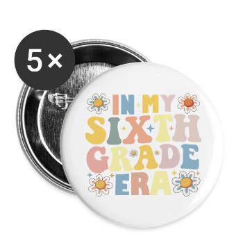 Dans ma 6e année de sixième année Époque de retour à l’école - Lot de 5 petits badges (25 mm) - blanc - Devant