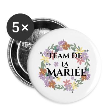 Blumenbraut-Braut-Team - Buttons klein 25 mm (5er Pack) - Weiß - Vorne