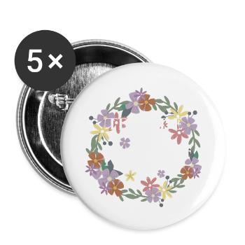 Blumenbraut-Braut-Team - Buttons klein 25 mm (5er Pack) - Weiß - Vorne