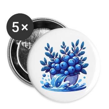 Heidelbeeren Wellen Energieschale - Buttons klein 25 mm (5er Pack) - Weiß - Vorne