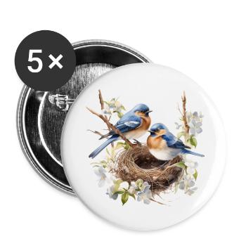 Singvogel-Nest - Buttons klein 25 mm (5er Pack) - Weiß - Vorne