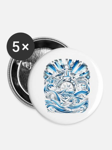 Nautische Wächter - Buttons klein 25 mm (5er Pack) - Weiß