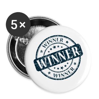 Gewinner, Gewinner, Beste, Gewinner, Beste - Buttons klein 25 mm (5er Pack) - Weiß - Vorne