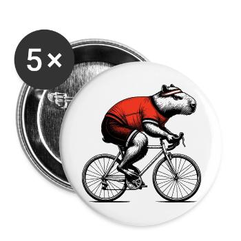 Radfahrendes Wasserschwein - Buttons klein 25 mm (5er Pack) - Weiß - Vorne