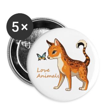 Love of animals - Buttons small 1''/25 mm (5-pack) - white - Front