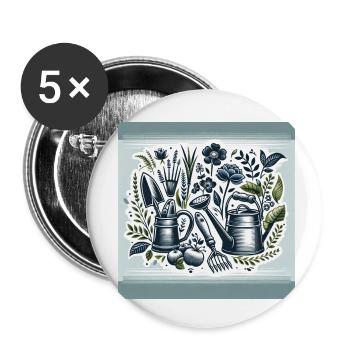 Le bonheur du jardinier - Lot de 5 petits badges (25 mm) - blanc - Devant