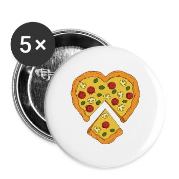 Pizza in Herzform - Buttons klein 25 mm (5er Pack) - Weiß - Vorne