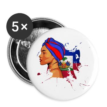 Haiti Haitian Flag Woman Princess I Gift - Buttons small 1''/25 mm (5-pack) - white - Front
