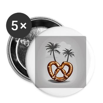 Brezel-Insel-Palme - Buttons klein 25 mm (5er Pack) - Weiß - Vorne