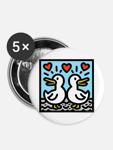Entenliebe - Buttons klein 25 mm (5er Pack) - Weiß