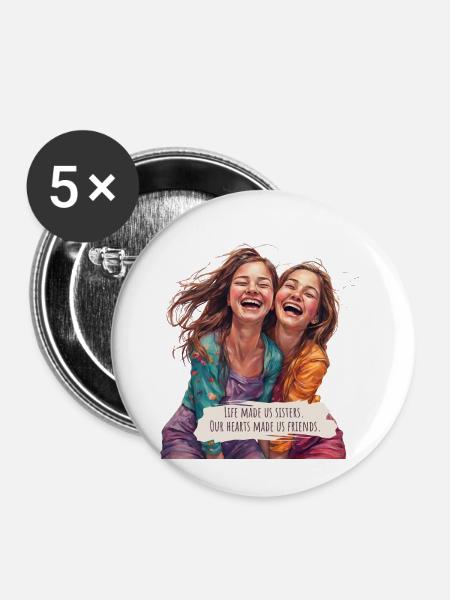 Schwesternliebe - Buttons klein 25 mm (5er Pack) - Weiß
