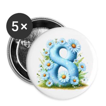 N ° 8 eit numérique fond numéro vecteur signe tal - Lot de 5 petits badges (25 mm) - blanc - Devant