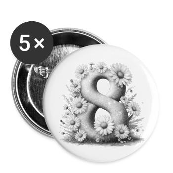 N ° 8 eit numérique fond numéro vecteur signe tal - Lot de 5 petits badges (25 mm) - blanc - Devant