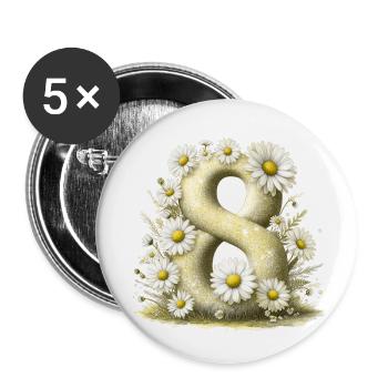 N ° 8 eit numérique fond numéro vecteur signe tal - Lot de 5 petits badges (25 mm) - blanc - Devant