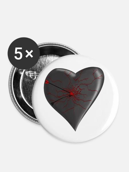 Herz betroffen - Buttons klein 25 mm (5er Pack) - Weiß