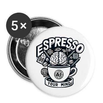 AI Content Creator's Espresso - Buttons klein 25 mm (5er Pack) - Weiß - Vorne