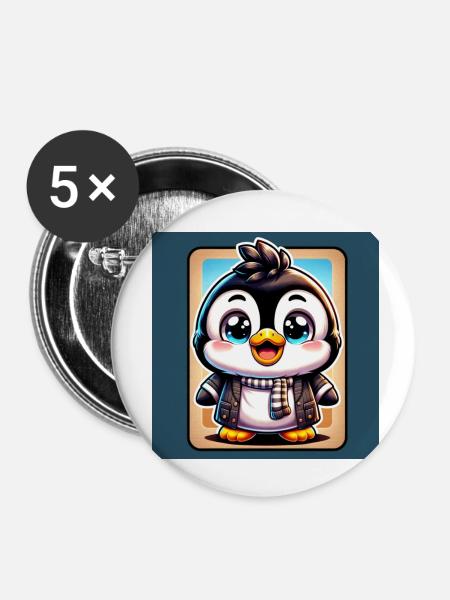Pinguine - Buttons klein 25 mm (5er Pack) - Weiß
