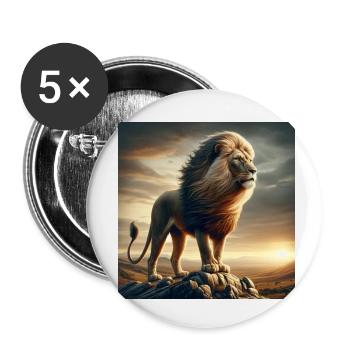 Lion - Lot de 5 petits badges (25 mm) - blanc - Devant