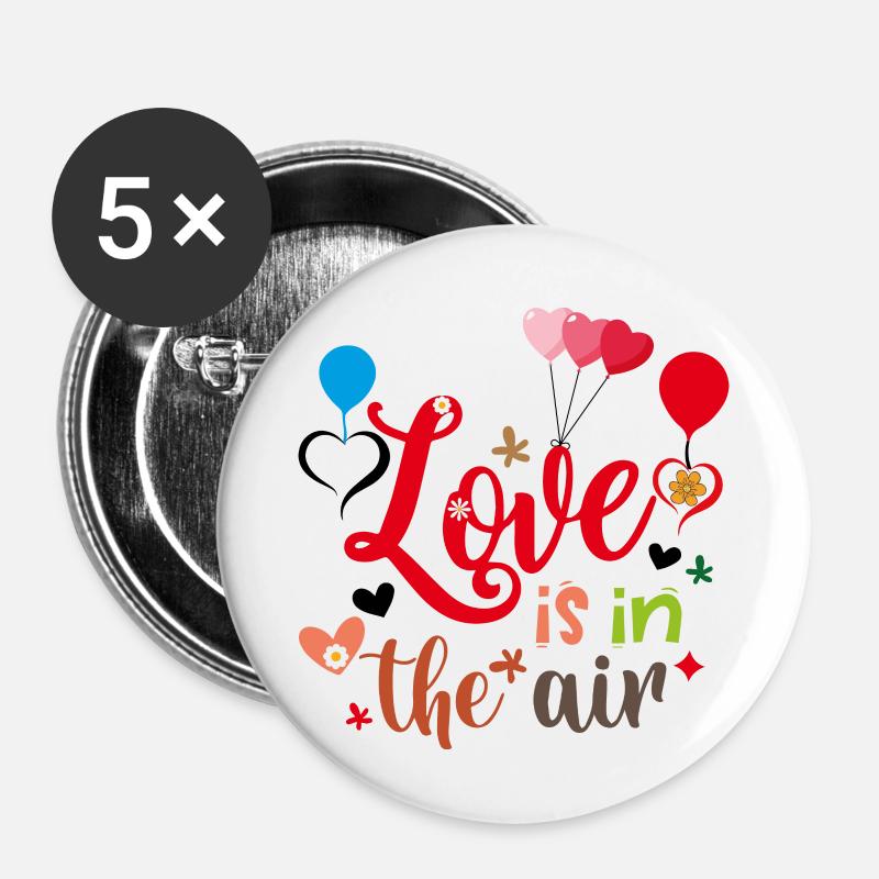 Liebe liegt in der Luft - Buttons klein 25 mm (5er Pack) - Weiß