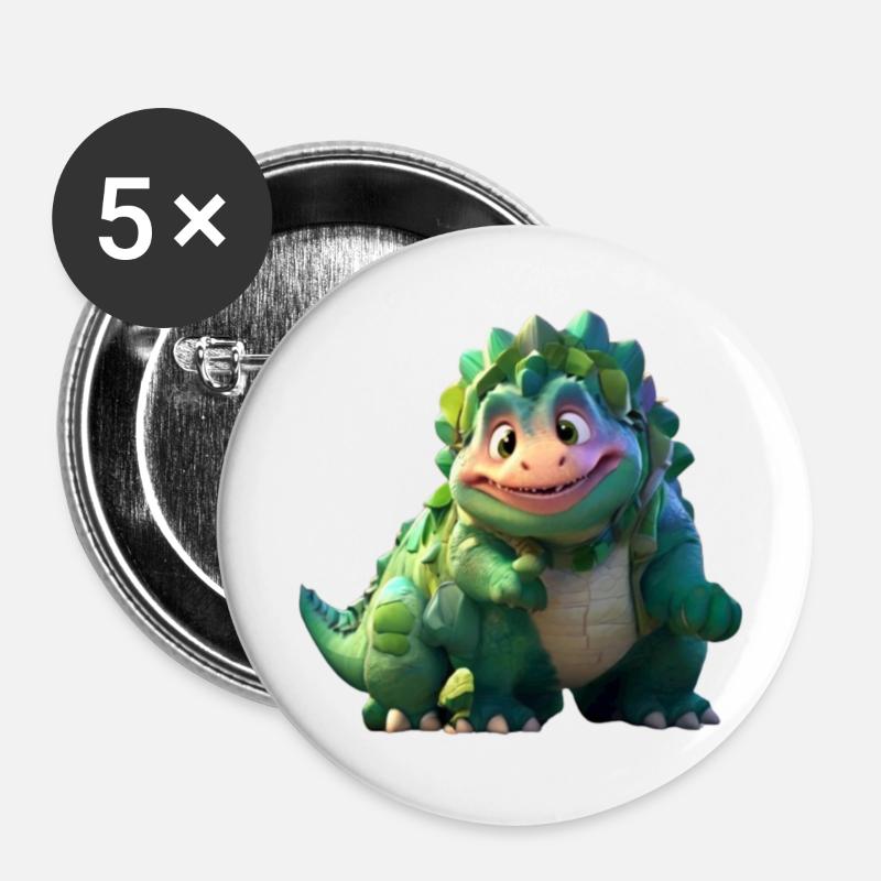 Funny Dino Friendly Cute Cute - Buttons small 1''/25 mm (5-pack) - white
