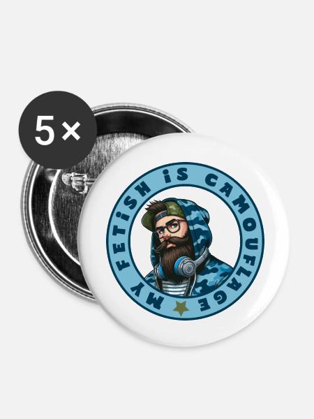 my fetish is camouflage - Buttons klein 25 mm (5er Pack) - Weiß