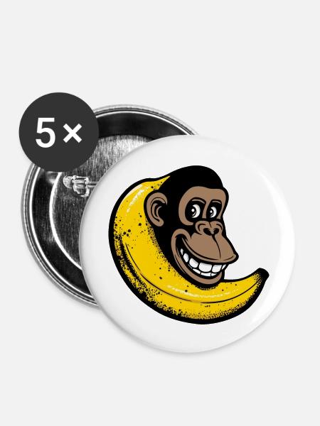 Affe fusioniert mit Banane - Buttons klein 25 mm (5er Pack) - Weiß