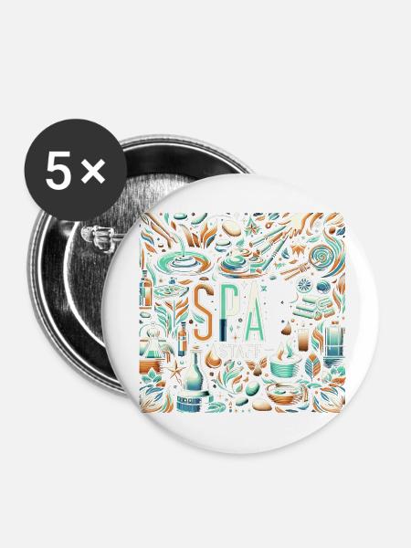 Spa Staff 7 - Buttons klein 25 mm (5er Pack) - Weiß