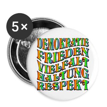 DEMOKRATIE HALTUNG - Buttons klein 25 mm (5er Pack) - Weiß - Vorne