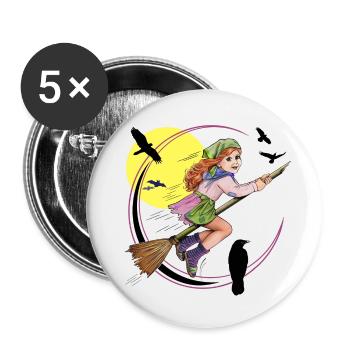 kleine Hexe - Buttons klein 25 mm (5er Pack) - Weiß - Vorne