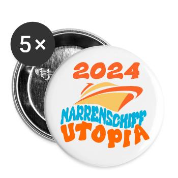 Ship of Fools Utopia, citation d’autruche - Lot de 5 petits badges (25 mm) - blanc - Devant