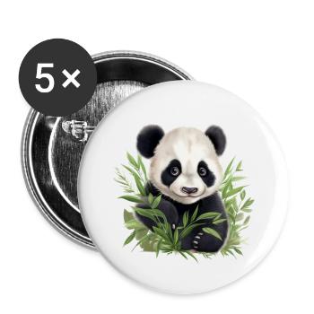 Süßer Panda schaut aus einem Busch - Buttons klein 25 mm (5er Pack) - Weiß - Vorne