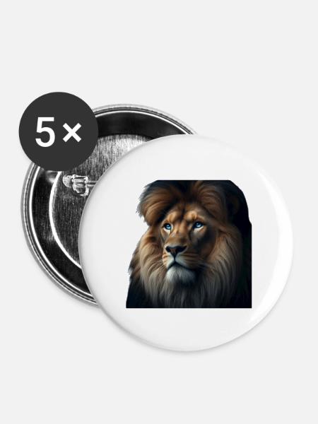 Majestätischer Löwe - Buttons klein 25 mm (5er Pack) - Weiß