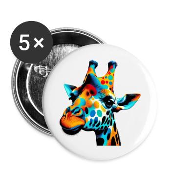 Girafe Pop Art - Lot de 5 petits badges (25 mm) - blanc - Devant