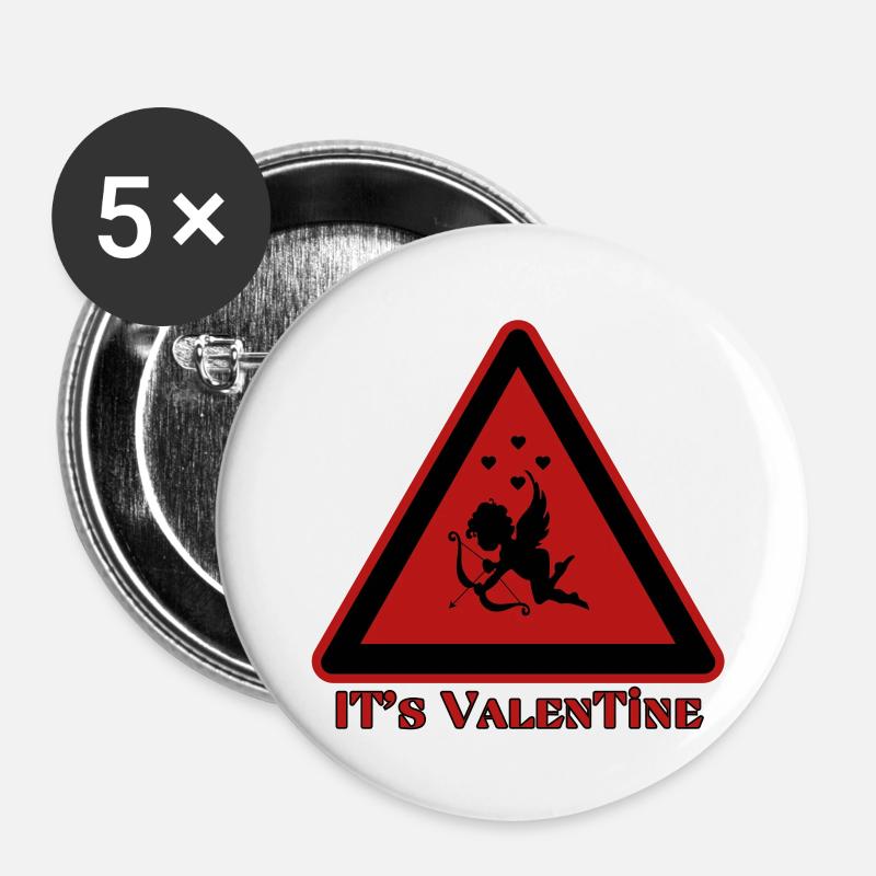 c’est la Saint-Valentin - Lot de 5 petits badges (25 mm) - blanc