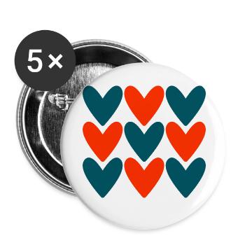HERZ. HERZ. VALENTINSTAG. LIEBE. LIEBE. PAAR. - Buttons klein 25 mm (5er Pack) - Weiß - Vorne