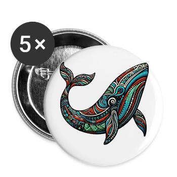 Baleine - Lot de 5 petits badges (25 mm) - blanc - Devant